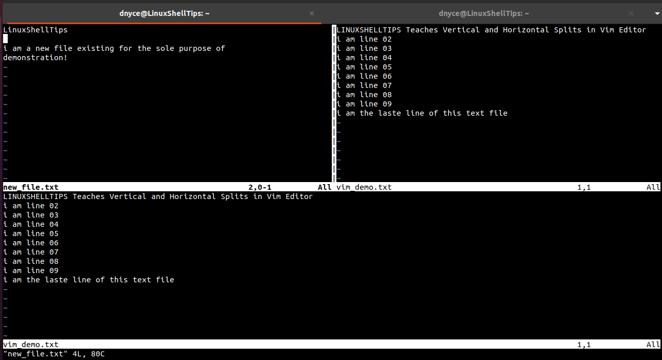 Combine Vertical and Horizontal Split in Vim