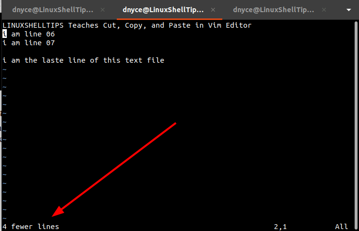 Cut Multiple Lines in Vim Editor