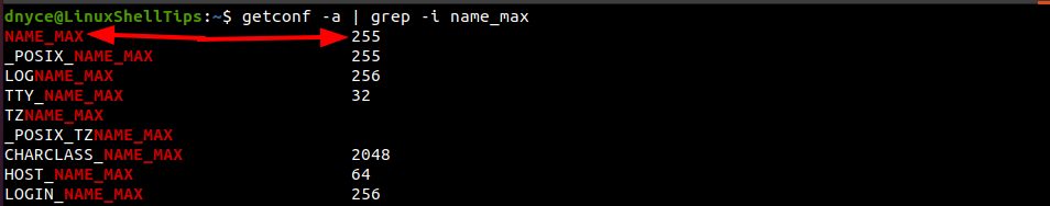 Find Linux File Name Length