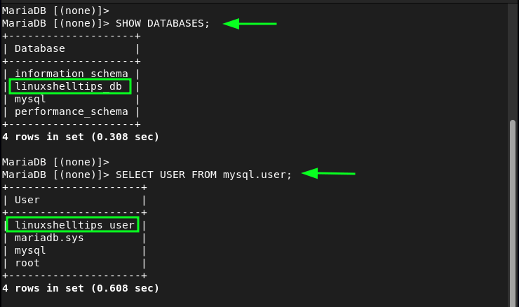 List MariaDB Database