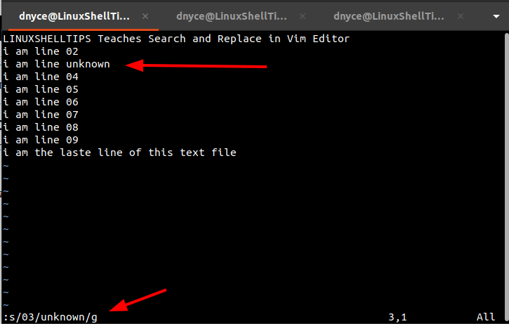 Search and Replace Text in Vim
