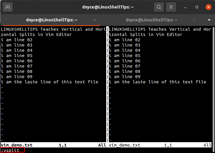 Split Vim Workspace Vertically