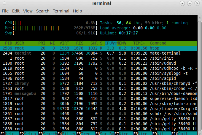 htop Linux Process Viewer