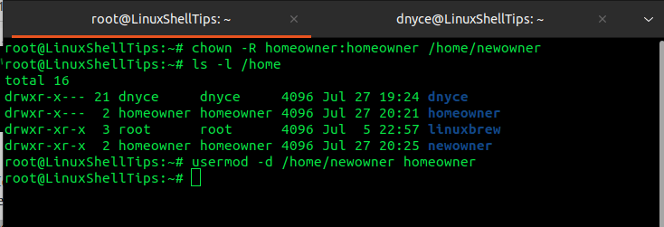Change Linux User Home Directory