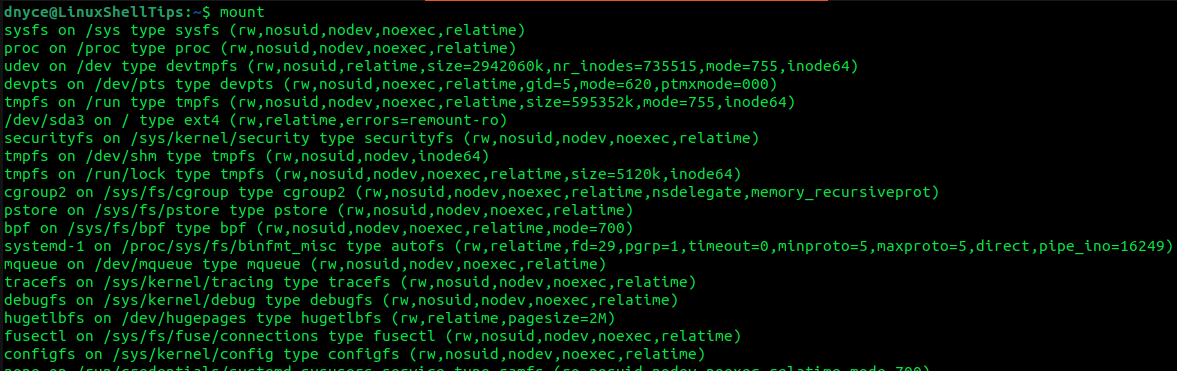 Check Linux Mounted File System