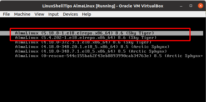 Choose AlmaLinux Kernel