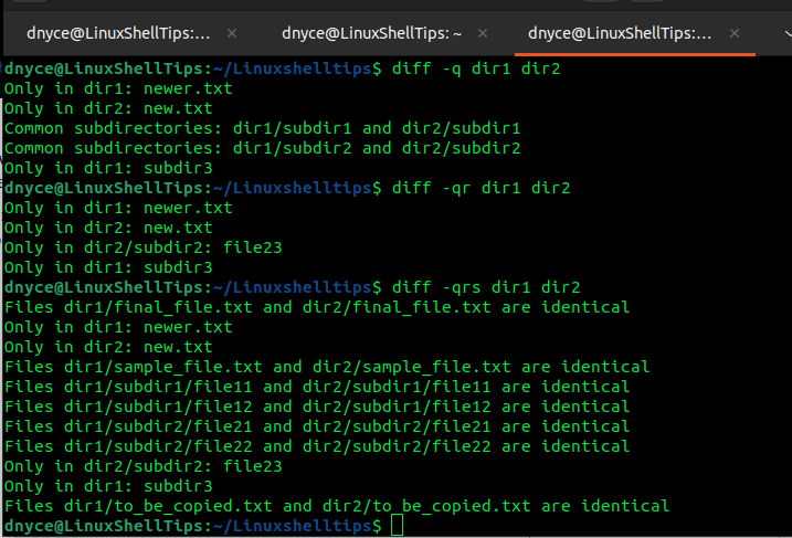 Comparing Identical Files in Linux