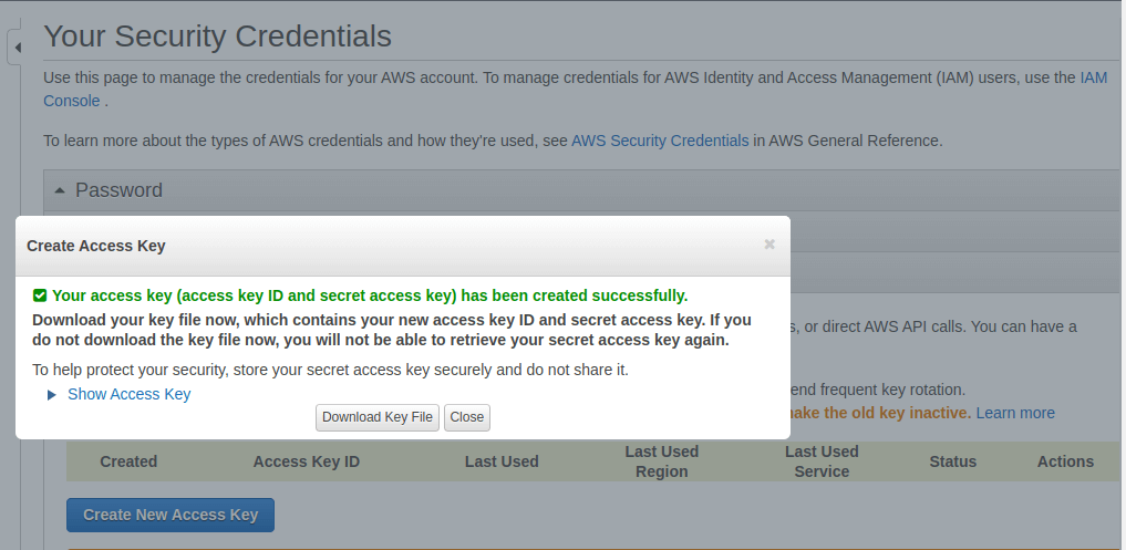 Download AWS Access Keys