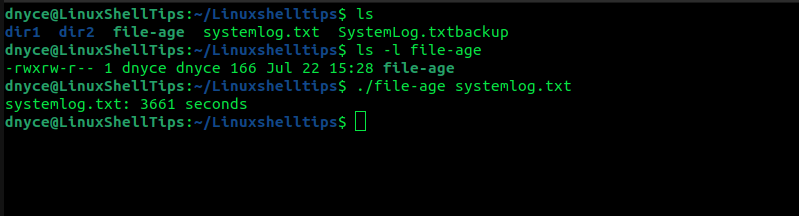 Find Age of File in Linux