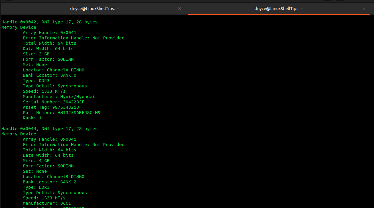 Linux Memory Device Info