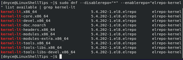 List kernel-lt Packages