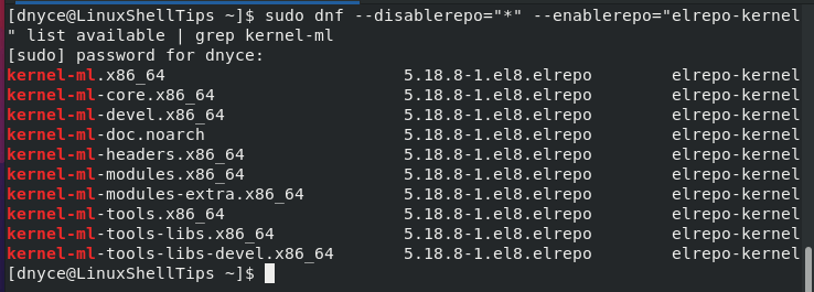 List kernel-ml Packages