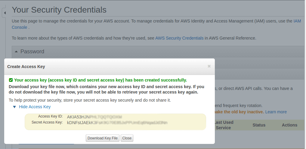View AWS Access Keys