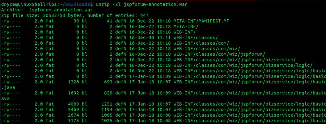 View Contents of WAR File in Linux