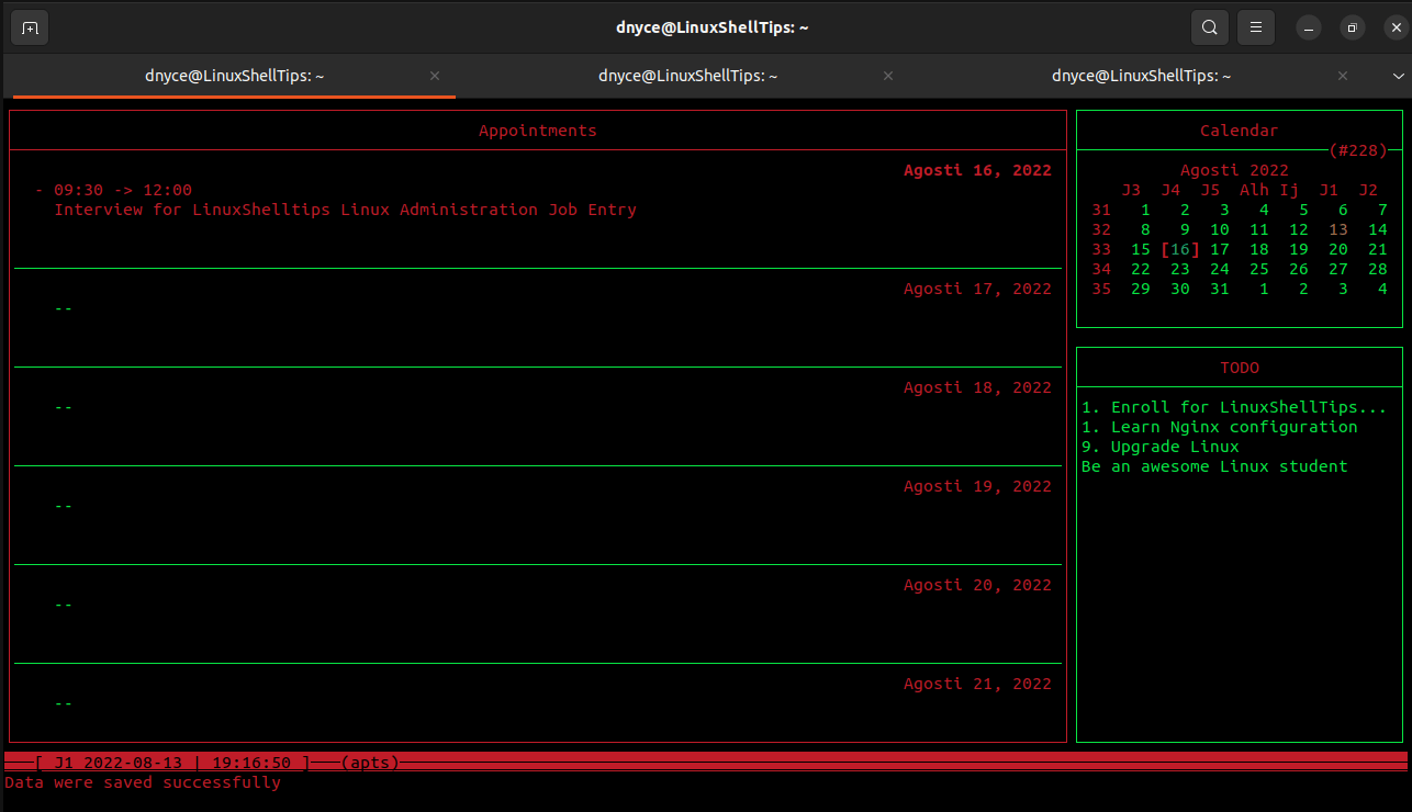 Calcurse Calendar and Schedule