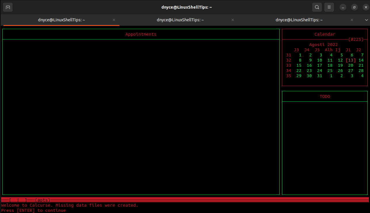 Calcurse Commandline Calendar