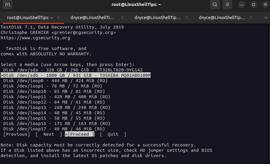 Choose Disk Drive in Linux