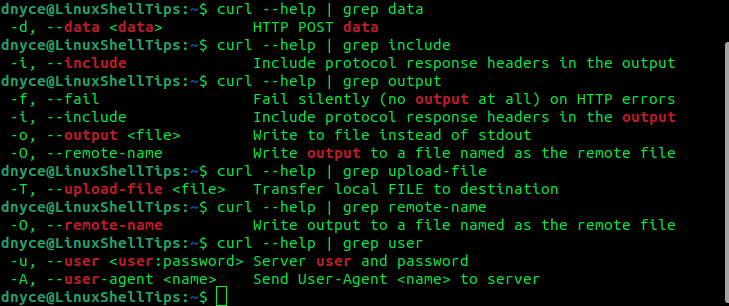 Curl Command Help and Usage