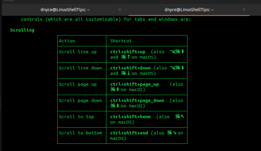 Linux Terminal Scrolling