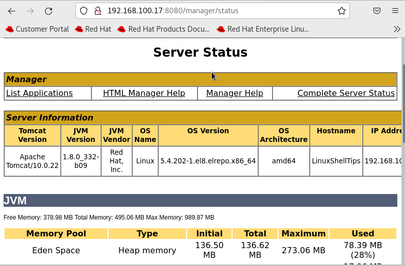 Tomcat Server Status