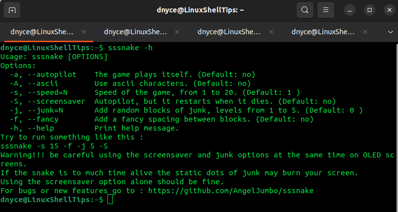 sssnake Usage in Linux