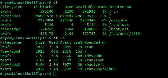 Check Linux Disk Space