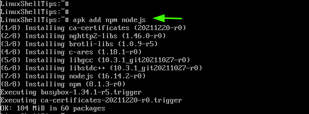 Install Node.JS in Alpine Linux