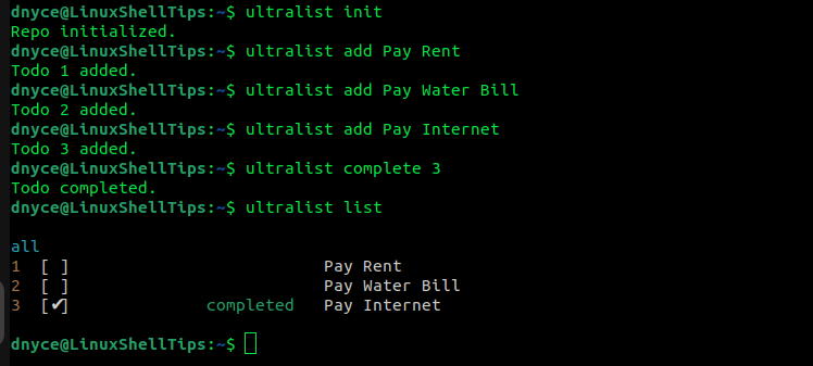 Ultralist Command Usage