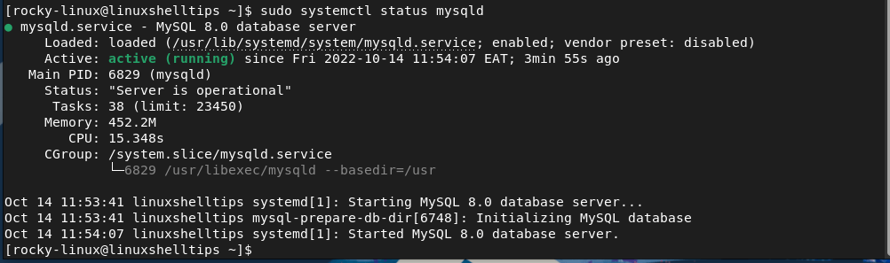 Check MySQL in Rocky Linux