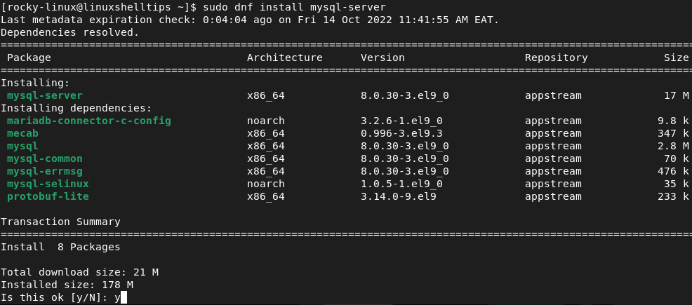 Install MySQL in Rocky Linux