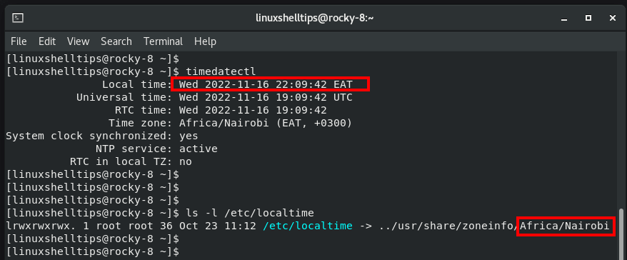 Check Timezone in Rocky Linux