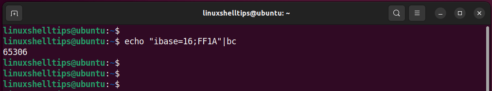 Convert Hexadecimal to Decimal Using bc Command