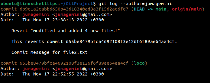 Filter Git Logs By Author