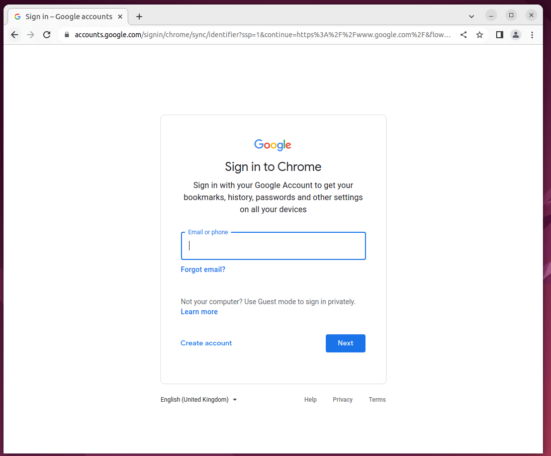 Google Chrome Sign-In