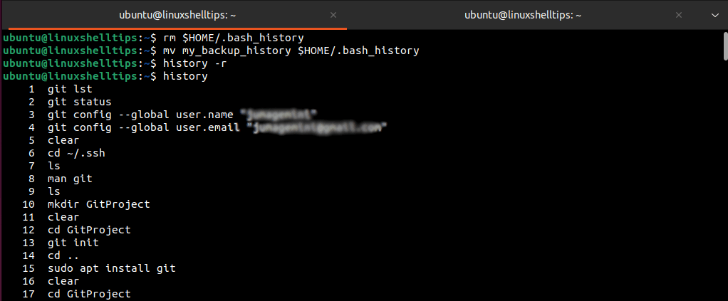 Restore Linux Terminal History