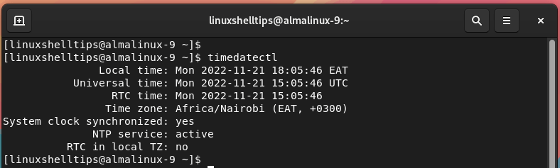 Check Timezone in AlmaLinux