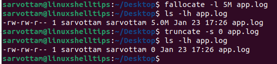 Clear Logs Using Truncate Command