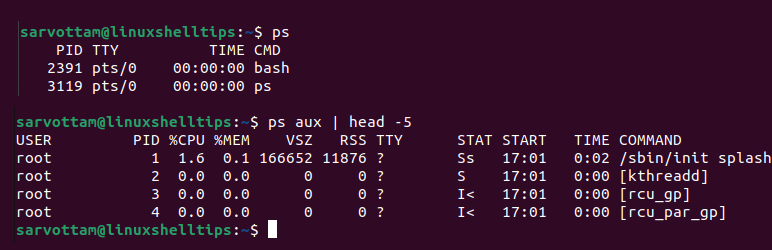 Show Linux Running Processes