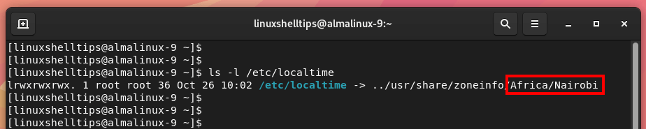 View Timezone in AlmaLinux