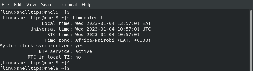 View Timezone in RHEL