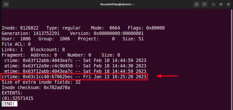 linux find file creation date