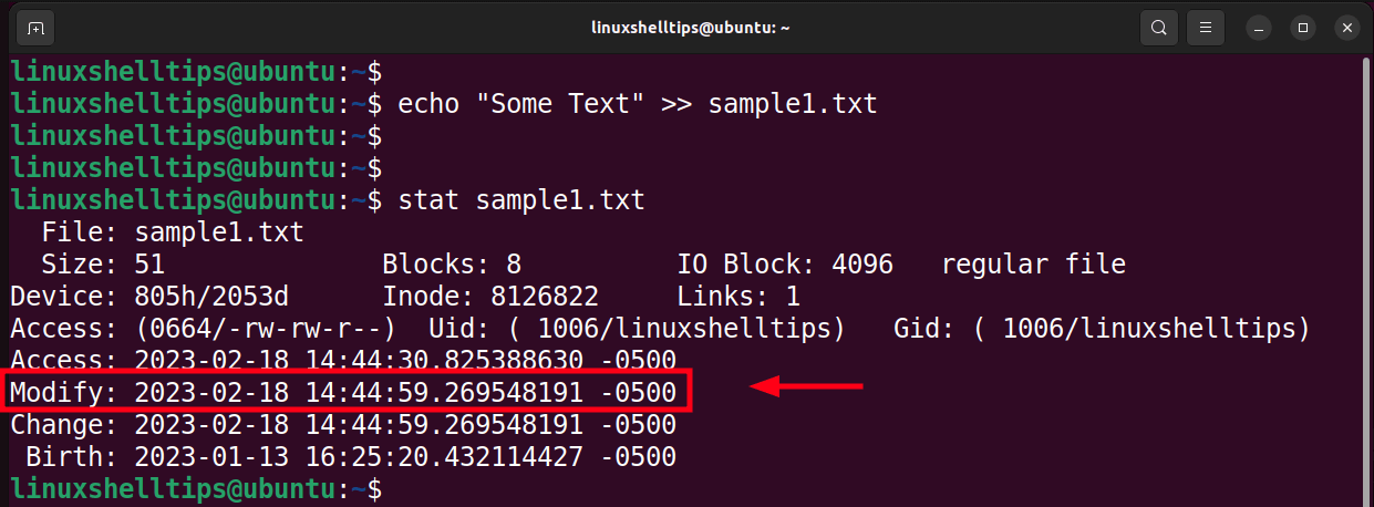 Check File Modification-Time in Linux