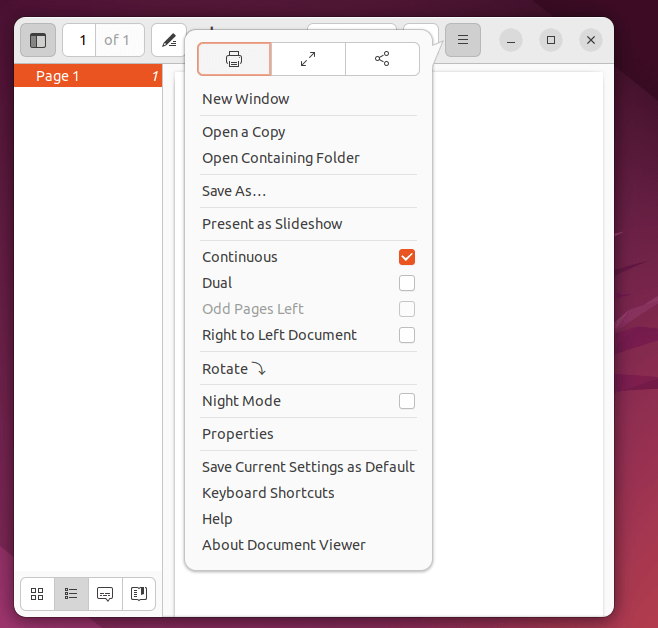 Open Evince Printer Settings