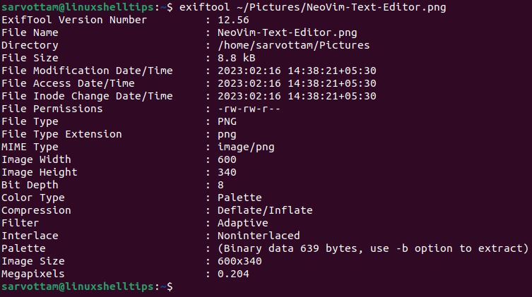 Read Image Metadata in Linux