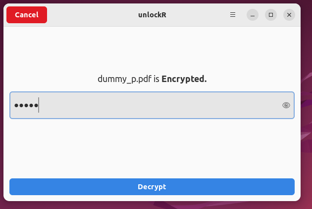 unlockR - Decrypt PDF File in Linux