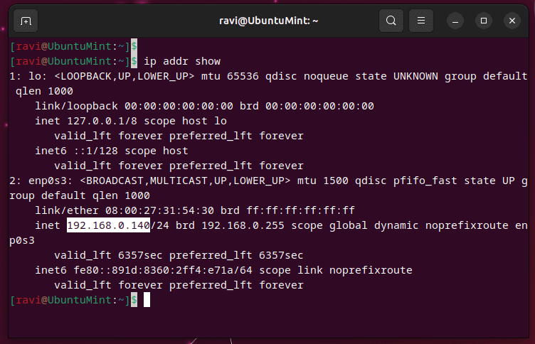 Check Ubuntu IP Address