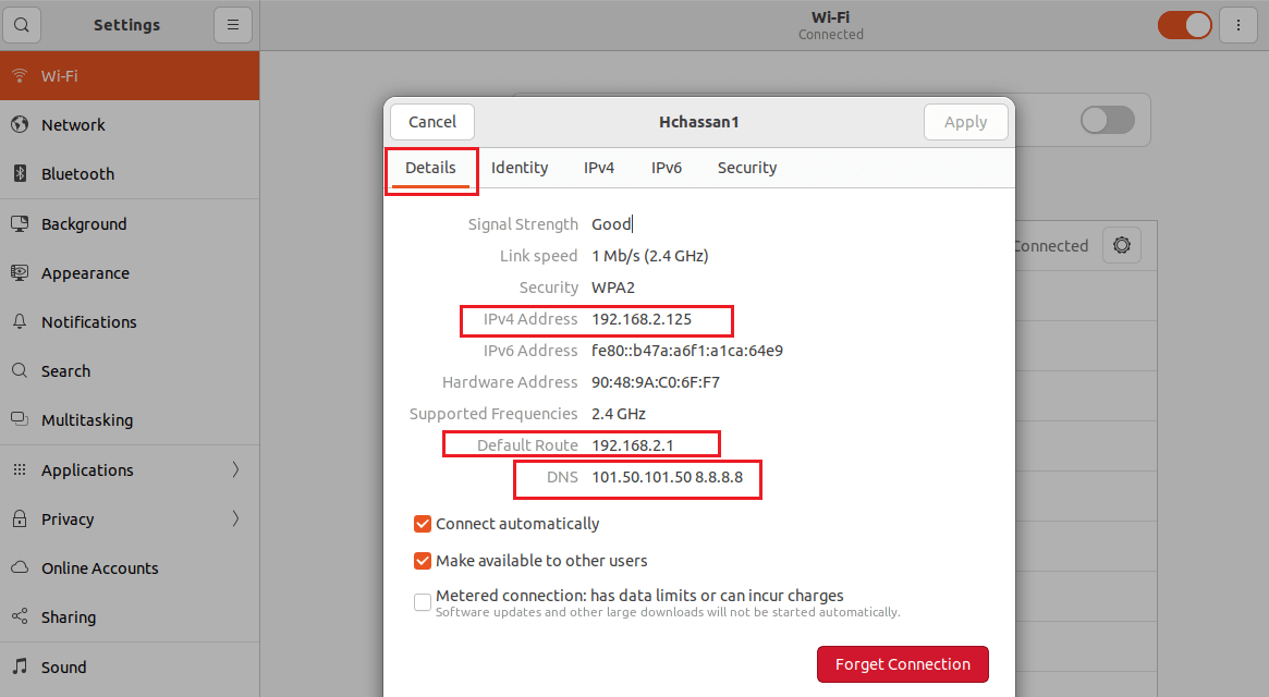 Check Ubuntu Desktop IP Address