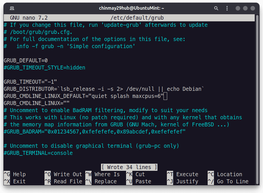 Disable CPU Core Permanently on Ubuntu