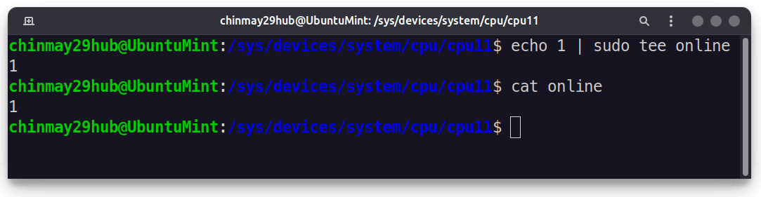 Enable CPU Core in Ubuntu