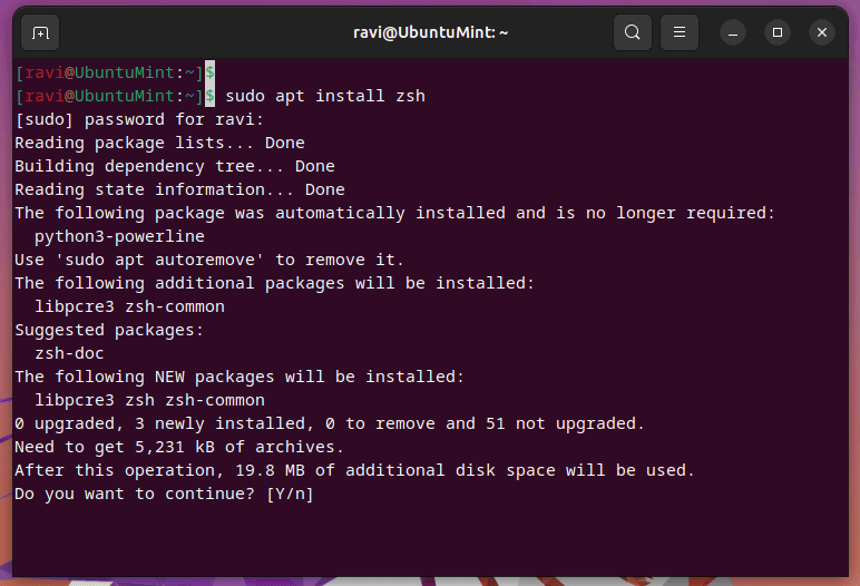 Install ZSH in Ubuntu